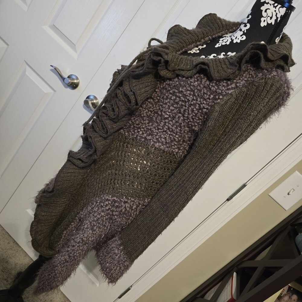 Womens Sloni Mohair Wool Sweater Cardigan Dark Academia Whimsigoth L Collard - Picture 4 of 12